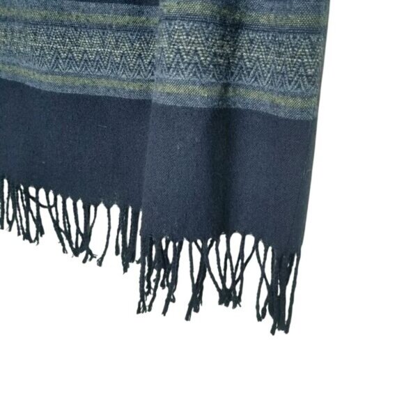 Woven Maxi Skirt With Fringe Hem & Ethnic Pattern Design Size 10 Polyester & Woo - Picture 5 of 9